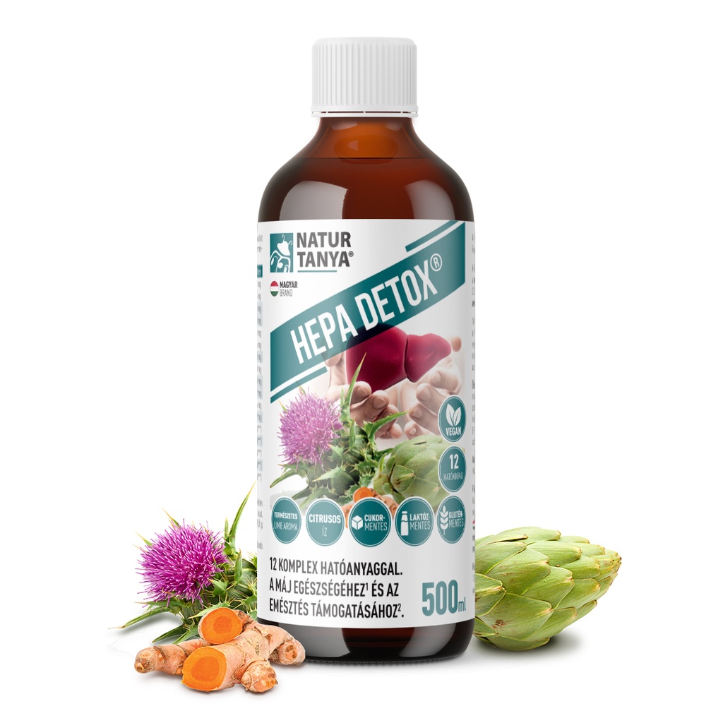 Natur Tanya® Hepa Detox® Máj És Emésztés, 12 Féle Növényi És Antioxidáns Hatású Összetevő  500ml