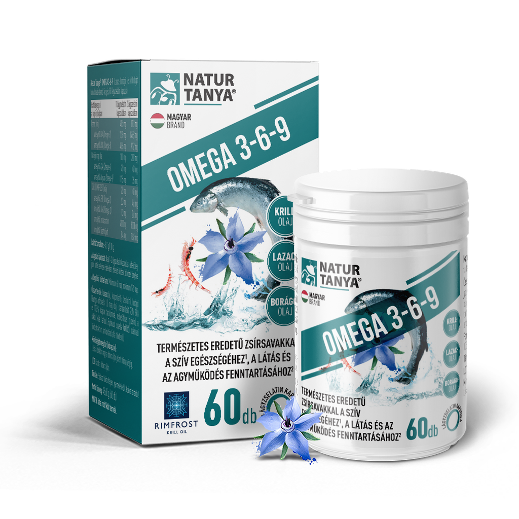 Natur Tanya® Omega 3-6-9 Zsírsavak 3 Féle Természetes Olajforrásból, Standardizált Lazac-, Borágó