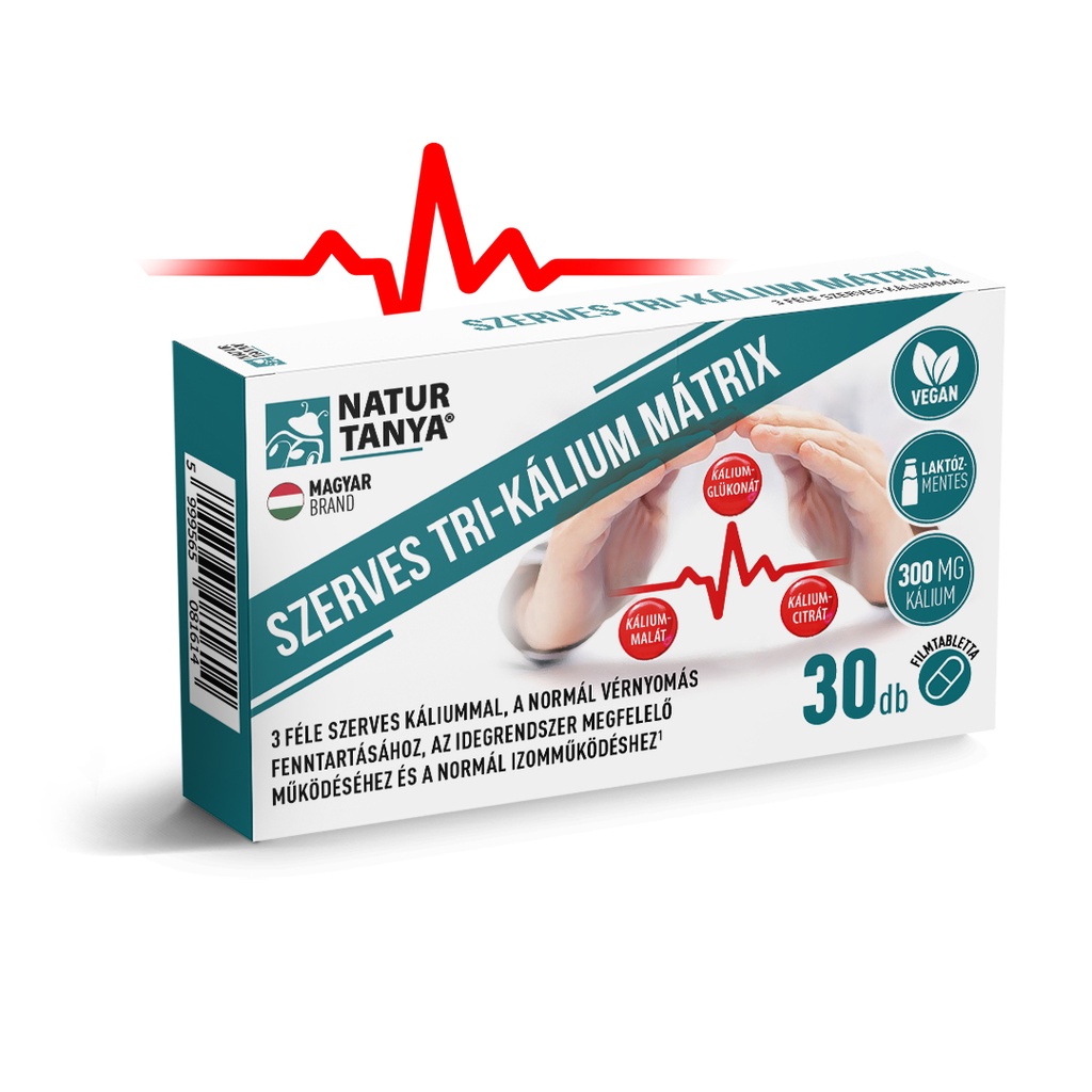 Natur Tanya® Szerves Tri-kálium Mátrix. 3 Féle Szerves Káliummal A Normál Vérnyomás És Izomműködés Fenntartásához, Az Idegrendszer Megfelelő Működéséhez