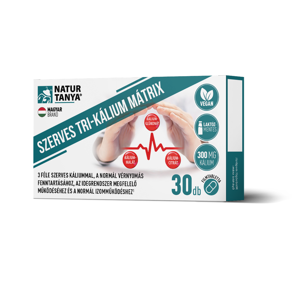 Natur Tanya® Szerves Tri-kálium Mátrix. 3 Féle Szerves Káliummal A Normál Vérnyomás És Izomműködés Fenntartásához, Az Idegrendszer Megfelelő Működéséhez