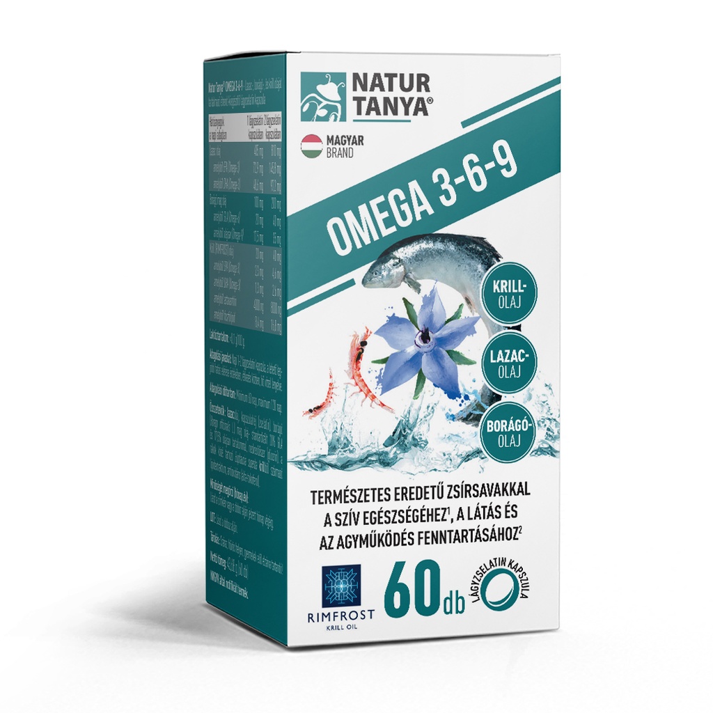 Natur Tanya® Omega 3-6-9 Zsírsavak 3 Féle Természetes Olajforrásból, Standardizált Lazac-, Borágó