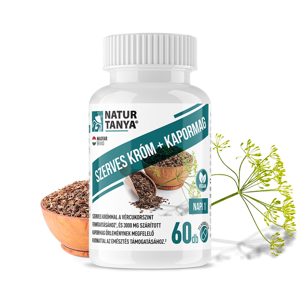 Natur Tanya® Szerves Króm+kapormag Koncentrátum A Vércukorszint Fenntartásához, És Az Emésztés Támogatásához